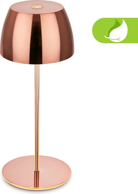 BRILONER Serina Mini - Tafellamp oplaadbaar - dimbaar - spatwaterdicht - snoerloos - Ø8 x 20 cm - koper