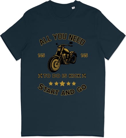 T Shirt Heren Dames - Motorrijder - Biker - Blauw - S