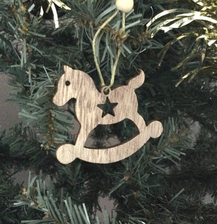 Houten kersthanger voor kerstboom - hobbelpaard - set van 4 stuks