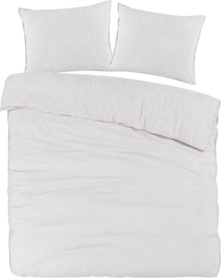 Droomtextiel Dekbedovertrek Flanel Wit - 200x200/220 cm - Super Zacht