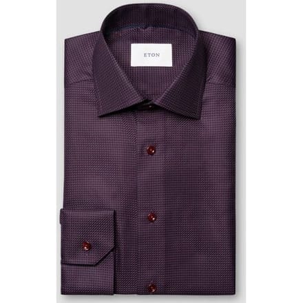 Eton Overhemd Rich Texture Houndstooth King Twill Donker Paars / male