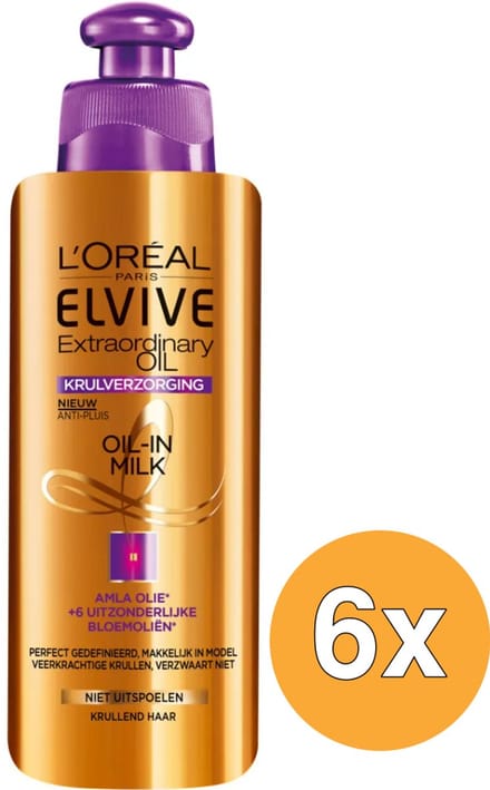 6x L'Oréal Paris Elvive Leave In Milk Extraordinary Oil Krulverzorging (200 ml)