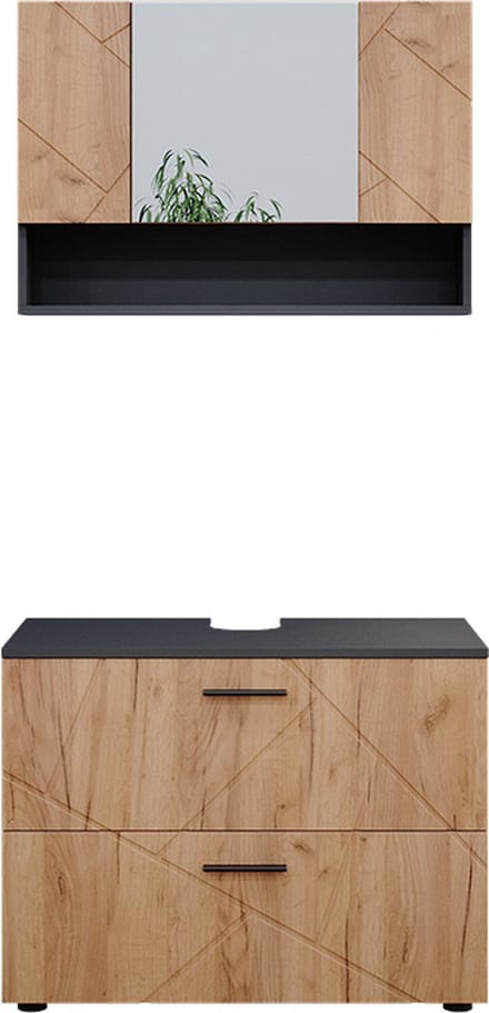 Vicco Badkamermeubel set Irma, Goudkleurig Eiken/Antraciet, 2-delig
