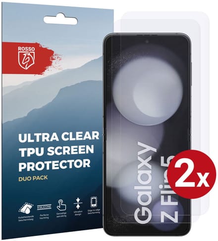 Rosso Screen Protector Ultra Clear Duo Pack Geschikt voor Samsung Galaxy Z Flip 5 | Folie | 2 Stuks