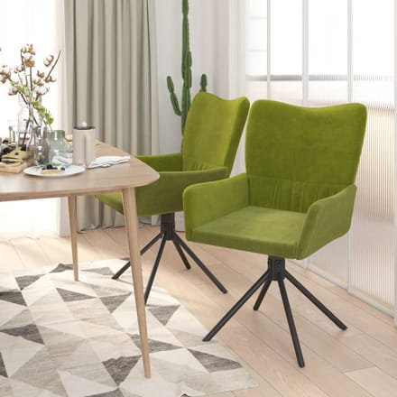 vidaXL - Eetkamerstoelen - draaibaar - 2 - st - fluweel - lichtgroen