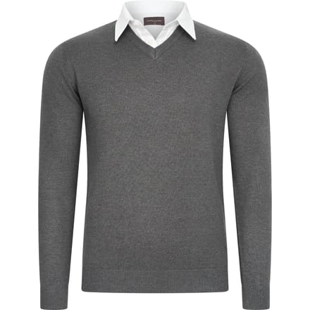 Cappuccino Italia - Heren Trui Pullover Mock - Grijs - Maat M