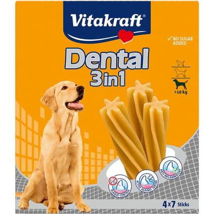 4x180g Dental 3in1 Medium Vitakraft Hondensnacks