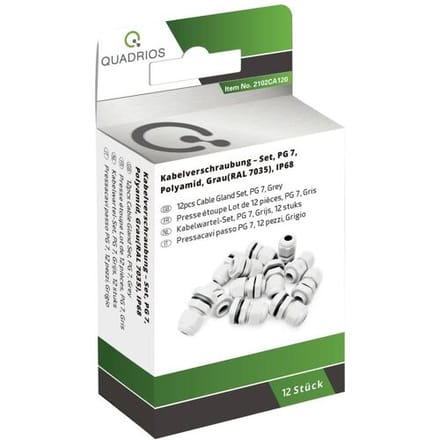 Quadrios 2102CA120 Wartel assortiment PG7 PA66 Lichtgrijs 1 set(s)