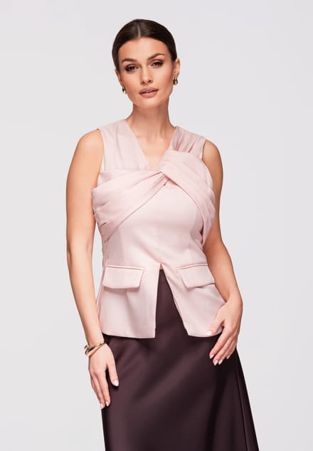 OMBRE Top - Slim Fit - Mouwloos - Rits Roze M