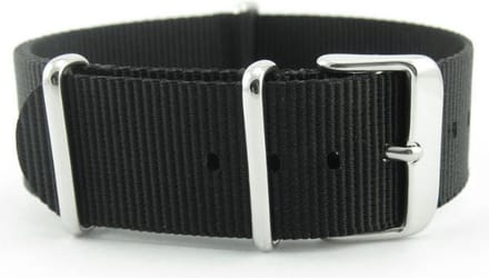 Premium Black Nato strap 22mm - Horlogeband Zwart