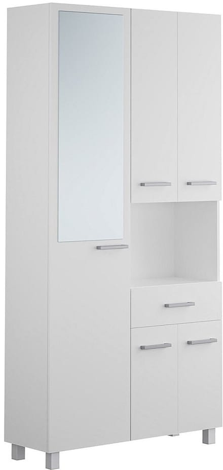 Vente-unique Badkamerkast met staande spiegel​​​​ - 180 cm - Wit - MINELA