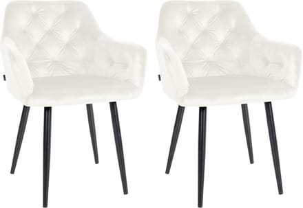 CLP Stanley Set van 2 Eetkamerstoel - Met armleuning - Velvet - Fluweel/creme