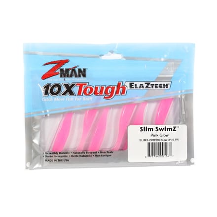 Zman Soft Lure Slim SwimZ 3 Inch 6/Pack Roze Glow (1567) white