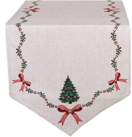 Clayre & Eef Tafelloper 50x160 cm Beige Katoen Kerst