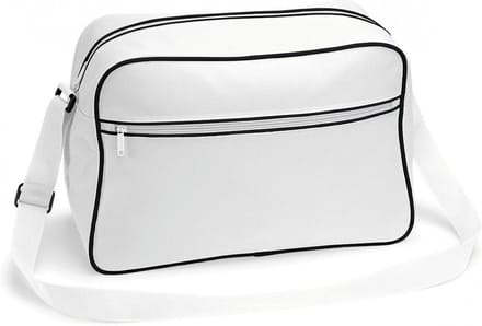 Bagbase Schoudertas Retro - wit - met rits zakken - middelgroot - 40 x 28 x 18 cm - 18L