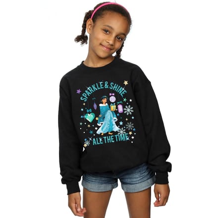 Disney Meisjes Prinses Jasmine schittert en glanst Sweatshirt (Zwart)