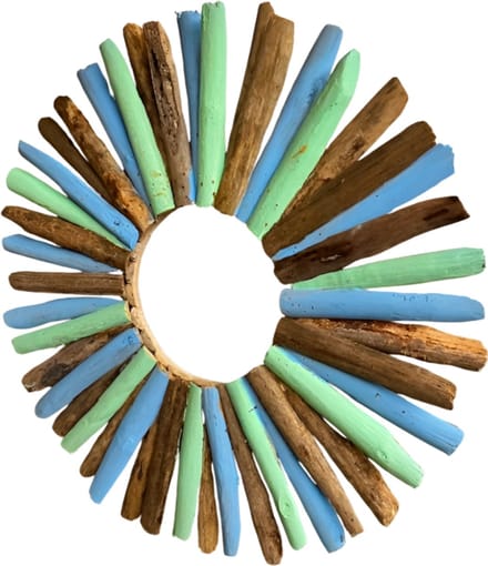 Sun Wanddecoratie – Hout – Ø60 cm – Natuurlijke & Rustieke Look