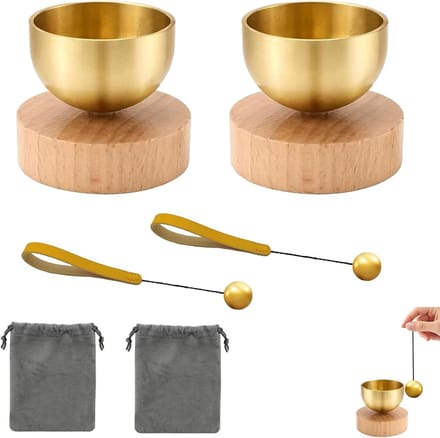 Mini Klankschaal Set - Meditatie Schalen - Ontspanning Oefeningen - Compleet Met Accessoires - 2 Stuks - Messing