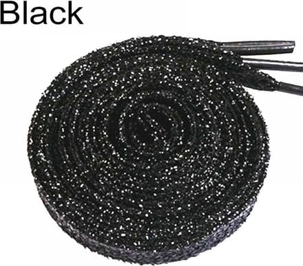 Glitter schoenveters | plat | 1 paar | 110 cm | zwart