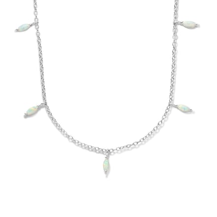 zilver gerhodineerd collier synth. opaal 41 + 4 cm 1336500