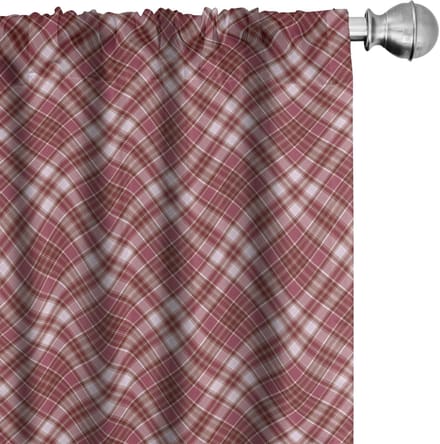 ABAKUHAUS Geruite gordijnen – 2x75x175 cm – Microvezel – Gedroogde rozen – wit