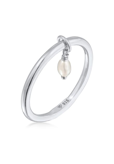 Elli Dames Ring Dames Basis Stapel met zoetwater gekweekte parel in 925 Sterling Zilver