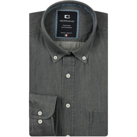 Giordano Overhemd Brando Washed Denim Look Twill Button-Down Navy / male