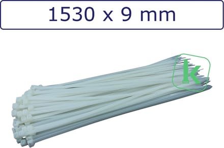 PRO-TIE® - Tyraps, kabelbinders 1530 x 9 mm Wit naturel (Zak 100 stuks) (tiewrap/tyrap/tie-wrap/bundelbandje/colsonbandje/)