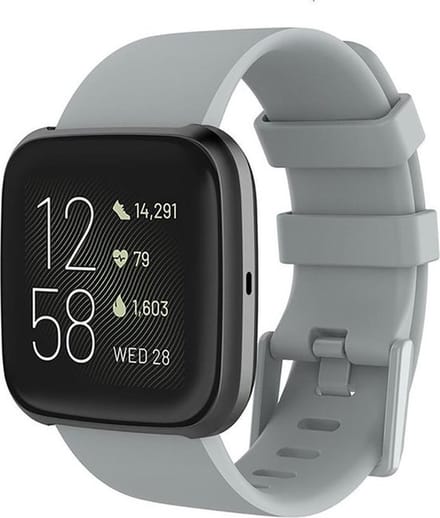 Shop4 - Fitbit Versa Bandje - Large Siliconen Grijs
