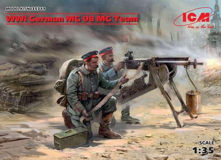 ICM Modelbouwpakket Auto - 35711 WWI German MG08 MG Team (2 figures) Plastic - 1:35 - Modelbouw