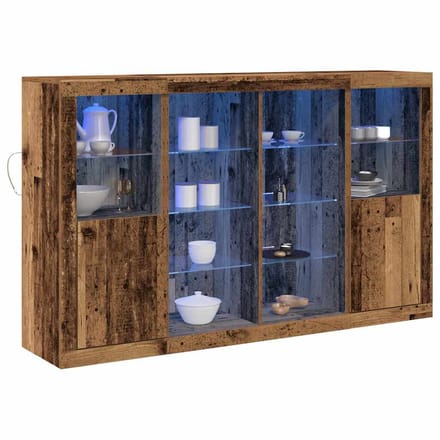 vidaXL - LED - Dressoir - Oudhout - 163 - x - 37 - x - 100 - cm - Bewerkt - hout
