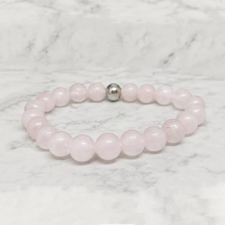 Mei's - Handmade Gems - armband dames - rozenkwarts - roze - polsmaat 16 cm