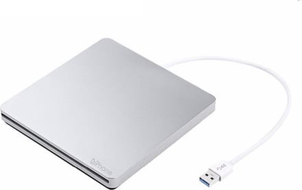 DrPhone ECD1 Externe CD/DVD Speler en Brander – USB 3.0 – Slot-in – Aluminium – Voor Laptop, PC en Mac – Zilver