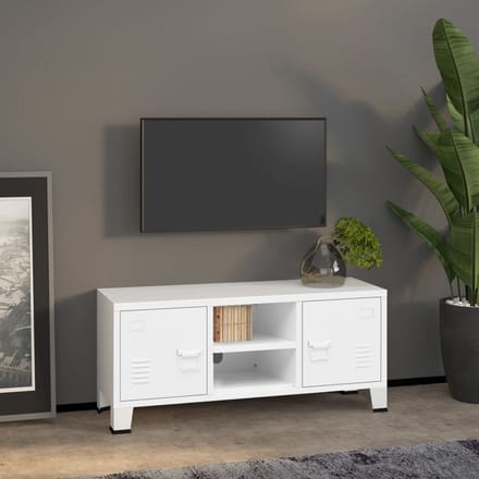vidaXL - Tv-meubel - industrieel - 105x35x42 - cm - metaal - wit