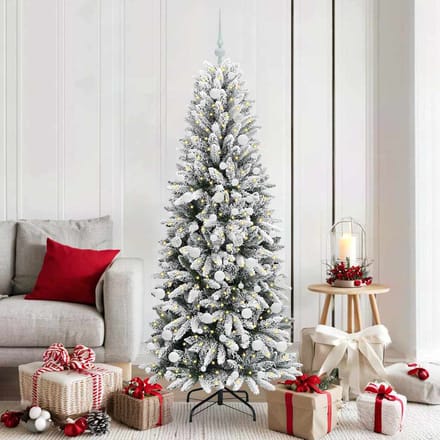 vidaXL - Kunstkerstboom - Wit - 180 - cm - PVC - en - plastic - en - staal - en - PE