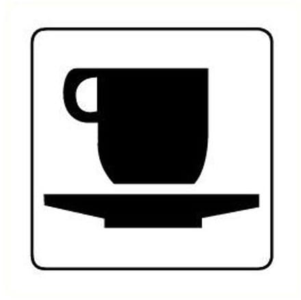 Cafetaria sticker, wit zwart 100 x 100 mm