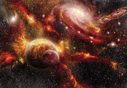 Fotobehang Space Planets | XL - 208cm x 146cm | 130g/m2 Vlies