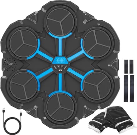 Music Boxing Machine - Smart Trainer With Gloves, Light Wall Mounted Boxing Device, Wireless Target For Kids, Interactive Punching Machines Featuring Music And Fitness Elements, Fun Exercise, 34cm