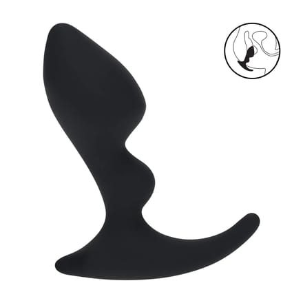 Dubbele Ripple Siliconen Prostaat Massager - Zwart