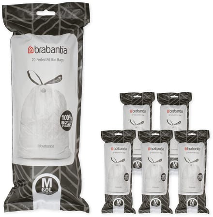 Brabantia PerfectFit Vuilniszakken - 60 l - Code M - 6 rollen x 20 stuks