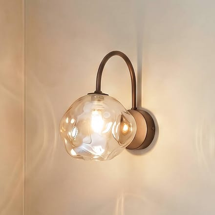 TK Lighting wandlamp Lava, bruin, glas, hoogte 21 cm, G9