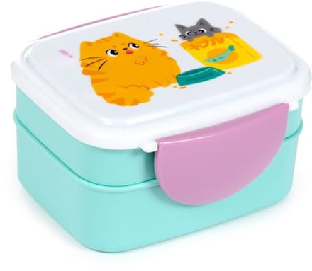 Bento Box - Beans & Co Katten - Lunchtrommel & Bestek - 15,5x8,5x14cm