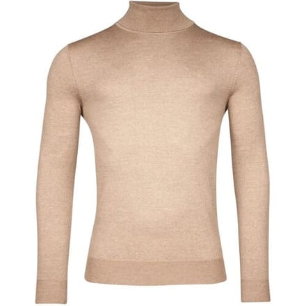 Thomas Maine Trui Merino Wool Rollneck Single Knit Licht Beige Melange / male