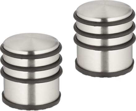 2x deurstopper rvs - hoge deurstop binnen - zonder boren - zwaar - brons - rond