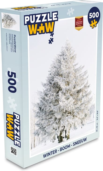 Puzzel Winter - Boom - Sneeuw - Den - Wit - Legpuzzel - Puzzel 500 stukjes