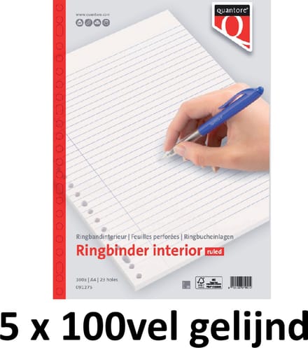 5 x Interieur Quantore - A4 - 23-gaats - gelijnd - 5x100vel