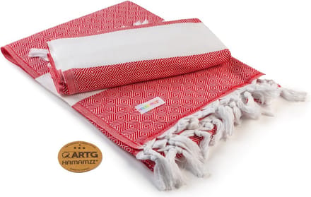 ARTG® Hamamzz - Hamamdoek - Original Marmaris DeLuxe - Rood/Wit - 100 x 180 cm - AR056