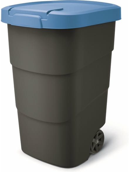 Prosperplast - Wheeler - Grote Afvalbak met wielen 95L - Blauw / Kunststof