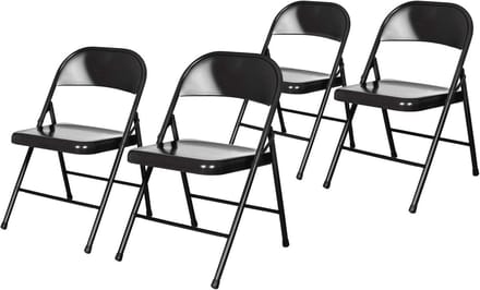 4 Pack Stalen Vouwstoelen - Zwarte Stoelen voor binnen en buiten