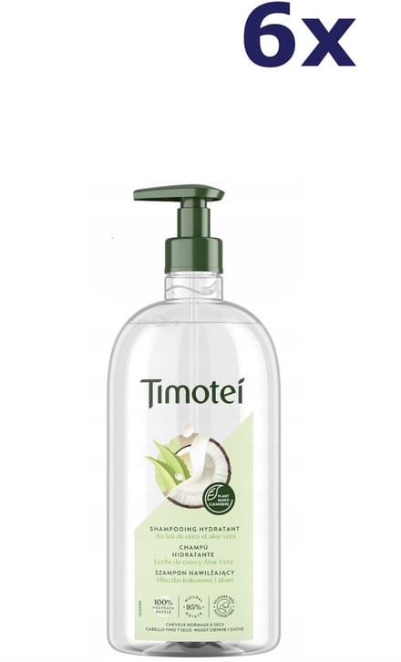 6x Timotei shampoo hydratant coconut aloe vera 750ML